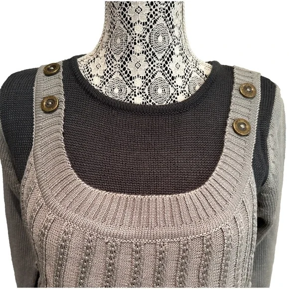 Nordstroms‎ Northeast X Southwest Pullover layered Grey Sweater S fairy core - Picture 8 of 14